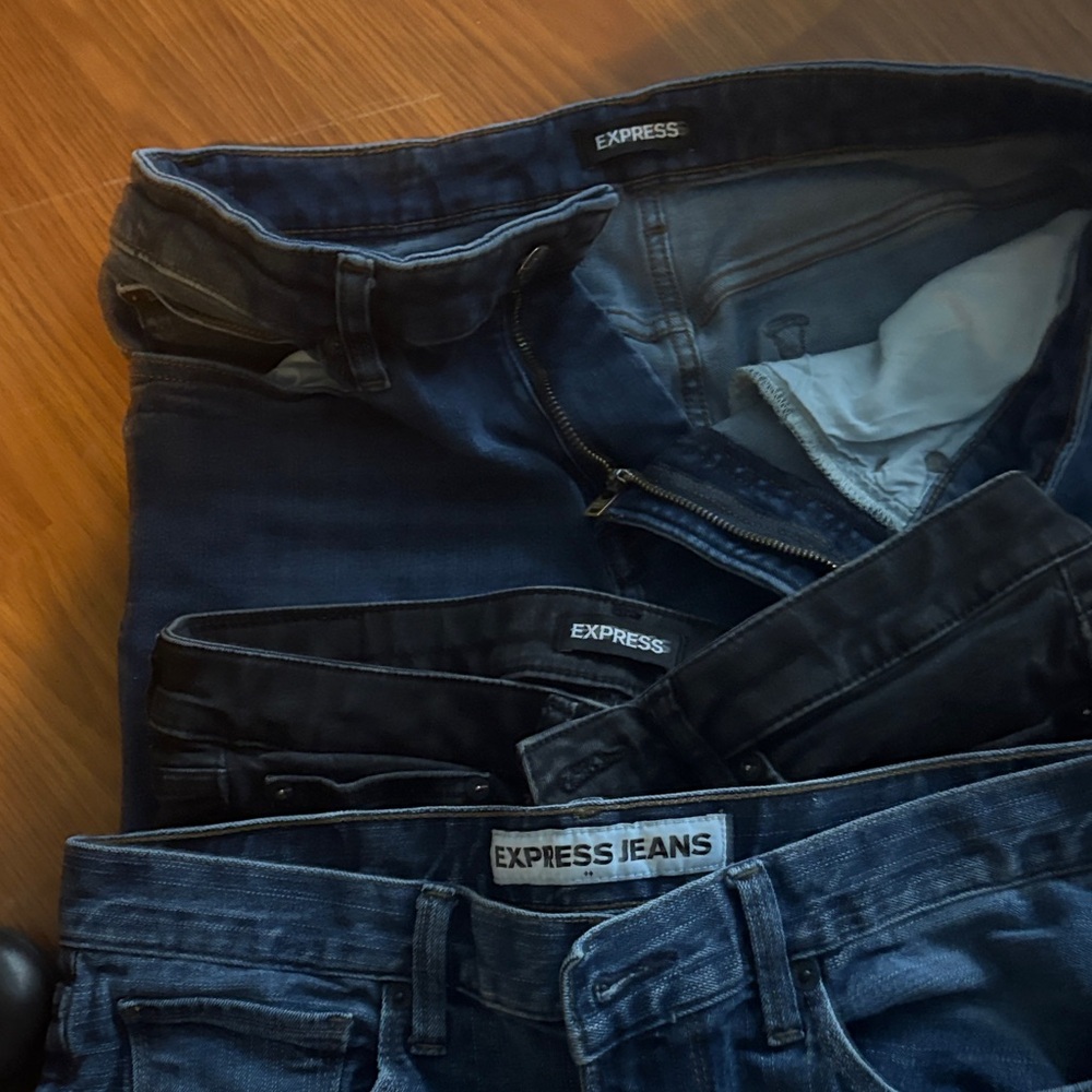Express Men's Blue and Black Jeans